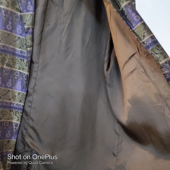 Caroline JERARD Women's Multicolor Jacquard Tapestry Knee Length Coat size 12 - Picture 7 of 8